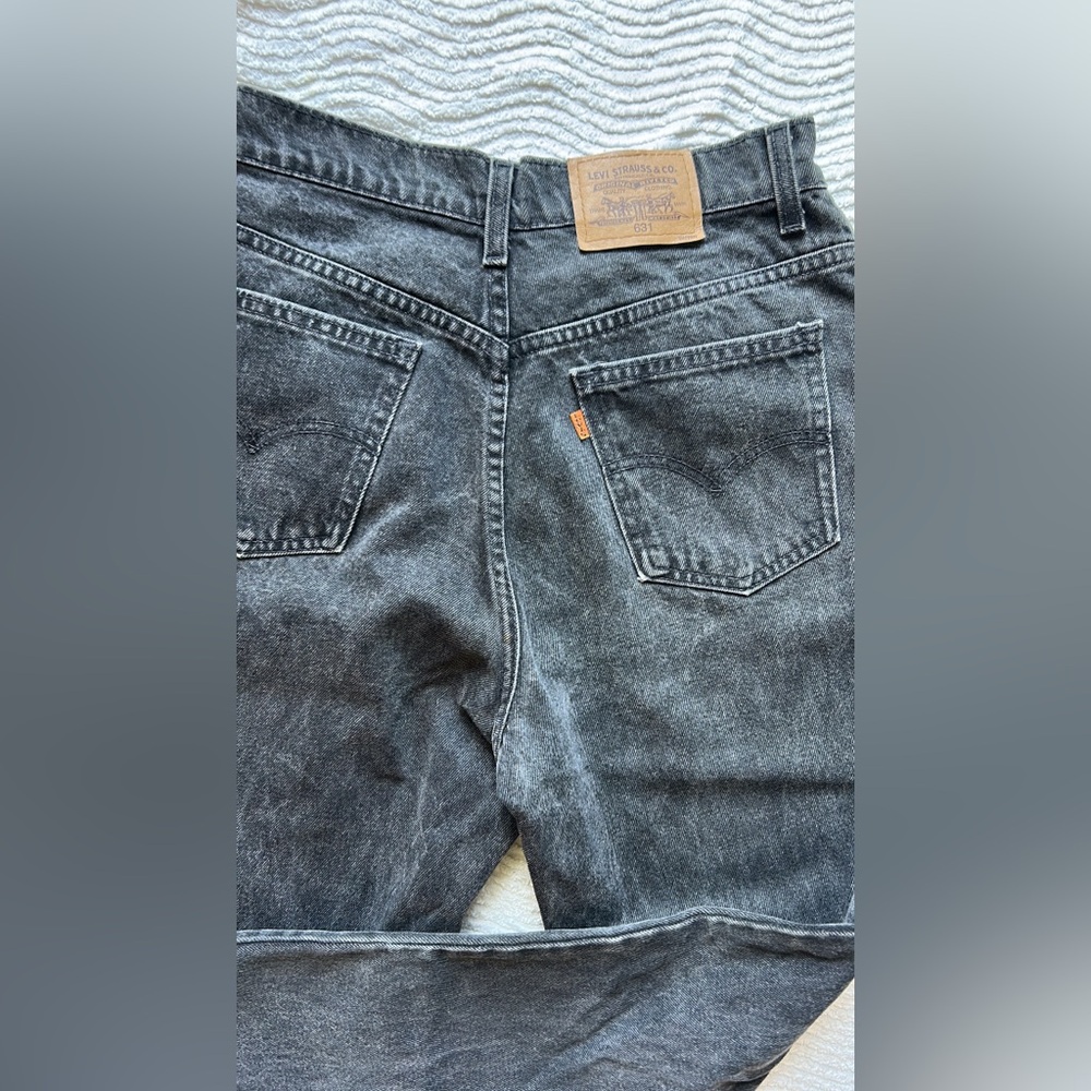 Vintage Orange Tab Levis - Black Wash Jeans - Classic Straight Fit
